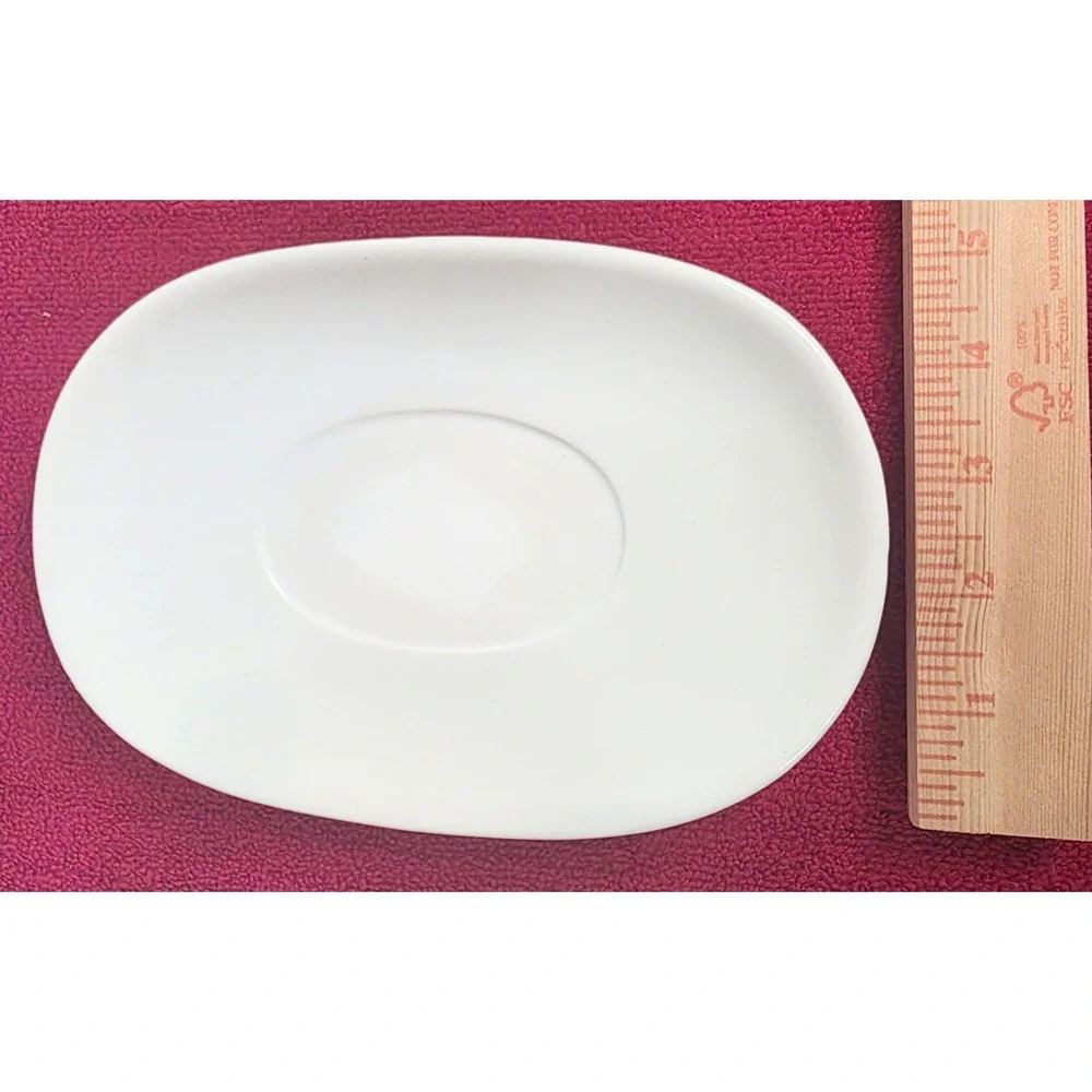 Signature Japan White Ceramic Oval Saucer Replacement Dish Minimalist 6.5 Inch